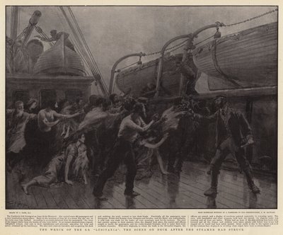 The Wreck of the SS Lusitania, the Scene on Deck after the Steamer had struck by Joseph Nash